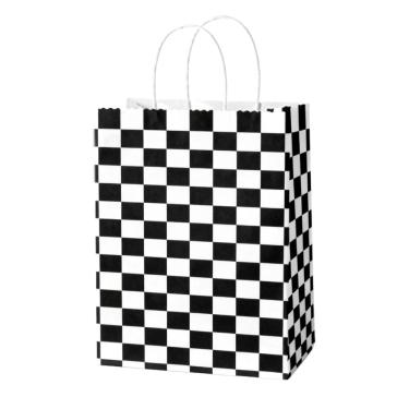 Imagem de Sacola de presente Checkerboard White Kraft Paper 22x16x8cm, pacote com 10