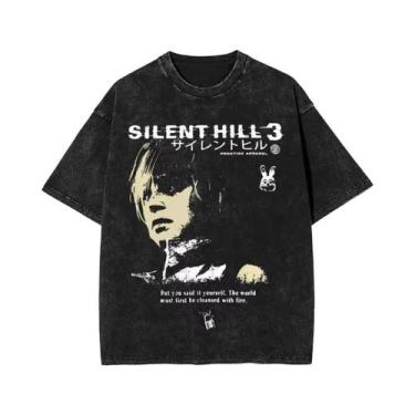 Imagem de Camiseta Unissex Oversize De Algodão Silent Hill 3 2 4 Lavada Streetwe
