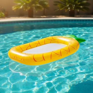 Imagem de Boia Inflável Gigante Abacaxi para Piscina, Design Tropical, PVC Resistente, Colchão Flutuante para Adultos e Crianças, Amarelo e Verde