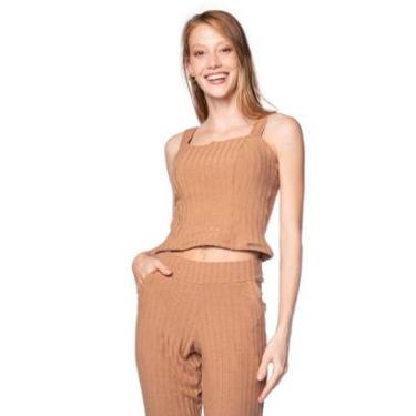 Imagem de Blusa Cropped Feminina Bruna E Bia Texturizada Marrom Claro-Feminino