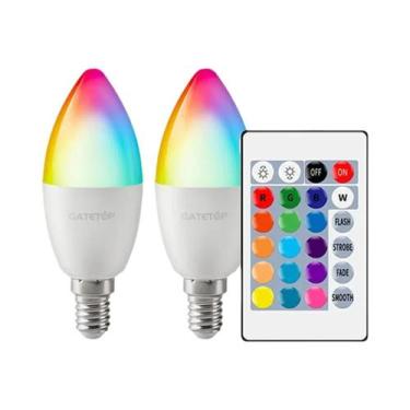 Imagem de Lâmpada LED RGB E14 6W Regulável Com Controle Remoto De 24 Teclas Para