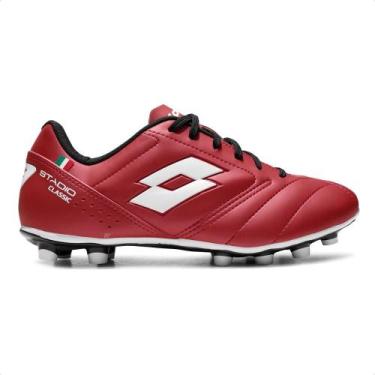 Imagem de Chuteira Campo Lotto Stadio Classic B700 Masculina, 40, Vermelho, Bran