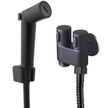 Imagem de Ducha Higiênica Preta Registro Metal Duplo + Engate Flexível Inox 1,20