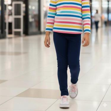 Imagem de Legging Infantil Menina Kyly em Cotton Azul Marinho, 4, Azul marinho