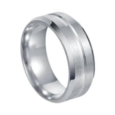 Imagem de Anéis De Casamento E Noivado Em Aço Inoxidável Preto Fosco De 8mm Para