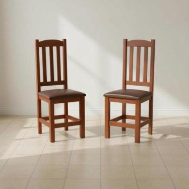 Imagem de Kit 2 Cadeiras Madeira Maciça De Jantar Assento Estofado - Repleta