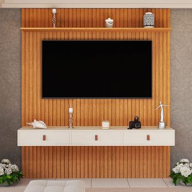 Imagem de Painel Ripado 184cmTV até 65 Pol Nicho, Gaveta,  Prateleira