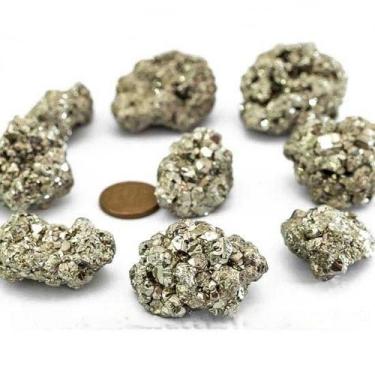 Imagem de 05 Pirita Peruana Natural 30 mm e 30 a 40 gr P/ Orgonite - CristaisdeC