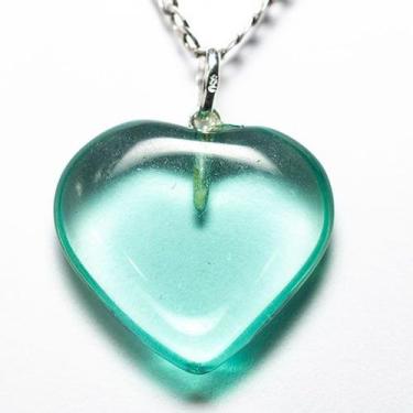 Imagem de Colar Coração Pedra Obsidiana Verde Prata 950 Pino e Perinha - Cristai