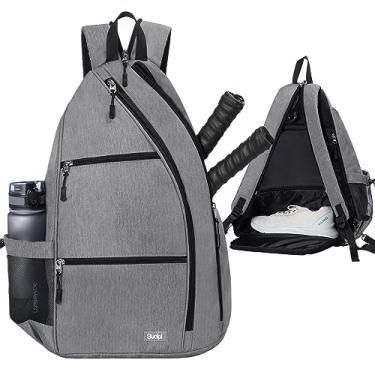 Imagem de Sucipi Mochila Grande De Pickleball Para Mulheres E Homens, Mochila De Tênis Reversível, Bolsa De Remo De Pickleball Com Compartimento Para Sapatos (Cinza, L)
