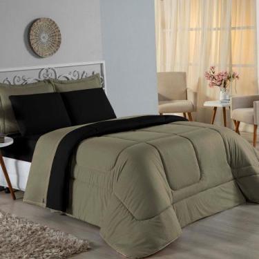 Imagem de Kit Edredom Dupla Face + Jogo de Lençol Casal Viúva Nobre 6 peças Malh