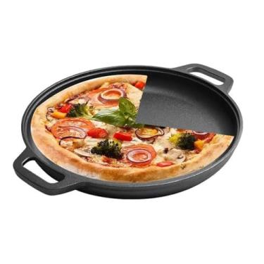 Imagem de VONOTO Panela de pizza, frigideira de ferro fundido para forno e fogão, churrasqueira (25,4 cm)