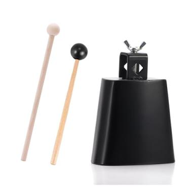 Imagem de Homelavie Cowbell Instrumento para Bateria Sino de Vaca de Aço com 2 Bastões e 2 Instrumentos de Percussão de Almofada Acústica para Adultos Criadores de Ruído para Eventos Esportivos (10 cm)