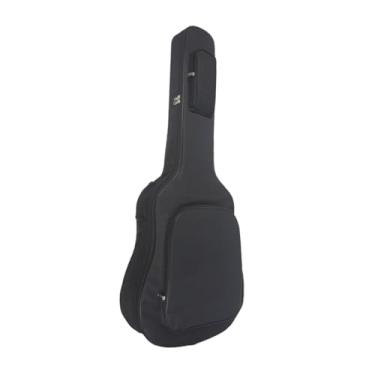 Imagem de menolana Capa para guitarra acústica com bolso frontal com zíper, ao desgaste, com alça, portátil, preta, para transporte e proteção.
