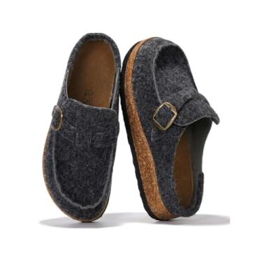 Imagem de Project Cloud Tamancos femininos de couro genuíno estilo mocassim – Espuma viscoelástica e resistente à água – Sapatos casuais antiderrapantes e duráveis para mulheres (Carline), Flanela cinza escuro