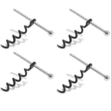 Imagem de Porta-chaves Saca-rolhas Multi Abridor de Vinho Saca-rolhas Worm Espiral Abridor de Vinho Aço Inoxidável Manual Chaveiro para Bartenders Garçom (4-pack)