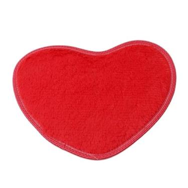 Imagem de Tapete em forma de amor, tapete absorvente de água, fofo, quarto, banheiro, produtos domésticos, sem queda de cabelo, confortável e macio (vermelho rosa, 26 cm x 37 cm)