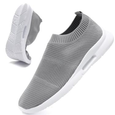 Imagem de ZMBCYG Tênis masculino sem cadarço tênis esportivo leve casual vestido verão praia chinelos, Cinza, 38