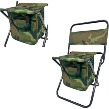 Imagem de Banqueta Dobrável, Banco Cadeira de Pesca Camuflada, Utilizada Para Camping, Acampamentos, Trilha E Passeios Diversos, Cadeira Dobrável com Bag para Guardar Bebidas e Objetos