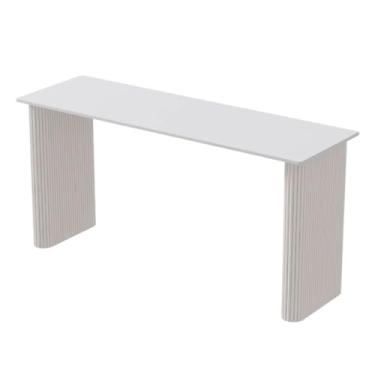 Imagem de Home Home Mesa de bar de laje de pedra com pernas de metal Varanda comercial retangular mesa de balcão de jantar de cozinha de topo alto (branca)