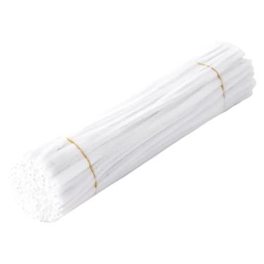 Imagem de Colaxi Kit para fazer buquês de flores com limpadores de cachimbo, ideal para decoração infantil, decoração de casa e sala de aula. Inclui tubo de chenille, Branco