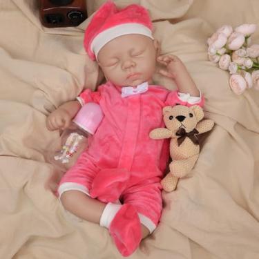 Imagem de Bebê Reborn de Silicone Sólido Boneca Macio Menina 48cm Presente para Meninas