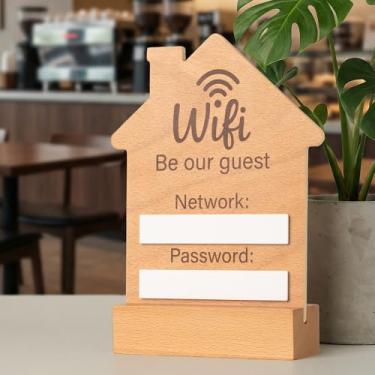 Imagem de EliteSign Sinal de senha WiFi, placa de Wifi de madeira para hóspedes domésticos e negócios