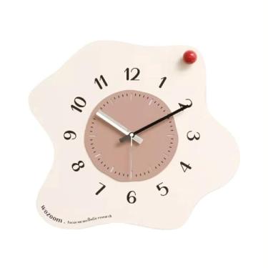 Imagem de Relógio de parede decorativo irregular para sala de estar, cozinha, sala de estar, escritório, decoração (branco, pequeno)