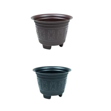 Imagem de 10 Vasos Redondo Reforçado 2 Litros Para Plantas e Flores(PRETO E CAFE)