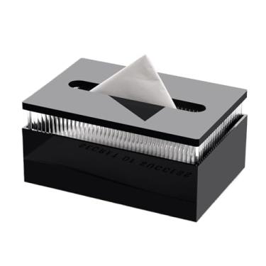 Imagem de Dispensador de papel de guardanapo retangular prático para casa de banho cómoda escritórios organizador de caixa de lenços de papel de carro (preto)