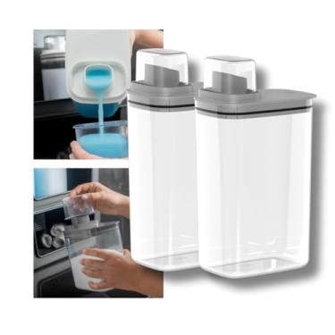 Imagem de Kit Dispenser Organizador de Lavanderia 2,3L Acrílico Porta Amaciante Sabão em Pó Sabonete Liquido (chumbo 2,3)