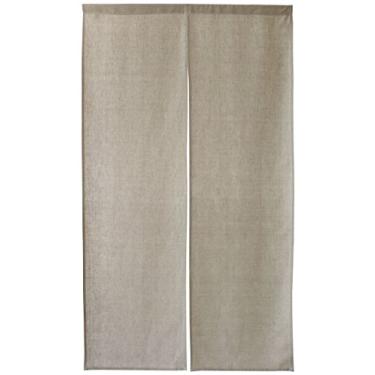 Imagem de Sunnyday Cortina de entrada 100% linho de tecido (L33,5 x H59) Tapeçaria noren japonesa, bege cinza, qualquer tipo de cômodo