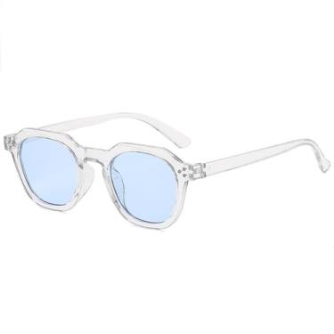 Imagem de Óculos de Sol UV400 - Cor Jelly com Estampa de Leopardo, Rebites e Lentes Degradê para Homens e Mulheres, Ideais para Esportes ao Ar Livre, Corrida e Ciclismo, Azul Transparente