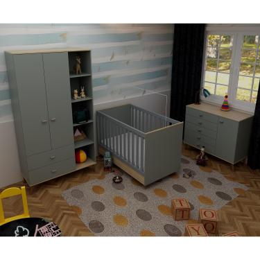 Imagem de Quarto Infantil Completo Bartira Ternura Guarda-Roupa 2 Portas, Cômoda e Berço Cama