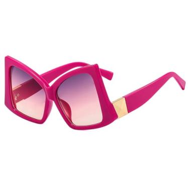 Imagem de Óculos de Sol Femininos com Armação Grande, Degradê, Formato Olho de Gato, Proteção UV400, Ideais para Esportes ao Ar Livre, Corrida e Ciclismo, Rosa, Cinza e Rosa
