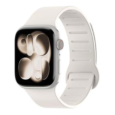 Imagem de Pulseira de silicone magnética compatível com Apple Watch séries 11, 10, 9, 8, 7, 6, 5, 4, 3, 2 e 1 e SE, 38 mm, 40 mm, 40 mm, 40 mm, 41 mm, 42 mm, 45 mm, 46 mm, 4, 2 e 1 e SE Ultra