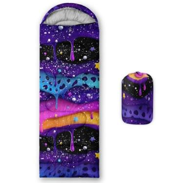 Imagem de QOOMO Sacos de dormir coloridos para acampamento, 3 estações, clima quente e frio, leve, sacos de dormir à prova d'água para adultos e crianças, viagens e ao ar livre, equipamentos de acampamento