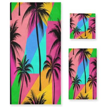 Imagem de xigua Conjunto de toalhas de banheiro de palmeiras absorventes macias 3 peças toalha de banho toalha de mão toalhas decorativas para banheiro, academia, hotel, praia, piscina