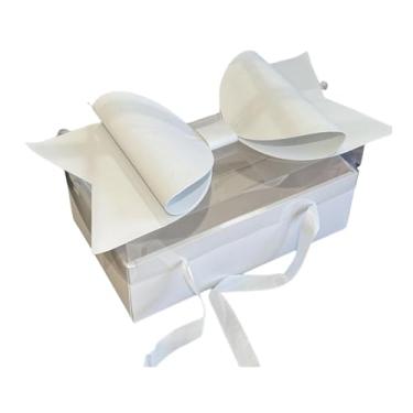 Imagem de Esquirla Caixa de presente para o Dia dos Namorados com flores e bolo, com tampa transparente e janela, ideal para homens, mulheres familiares, Branco