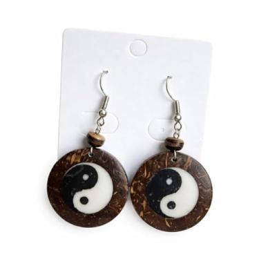 Imagem de Brinco De Paz Yin Yang Tucum Madeira Marrom Natureza