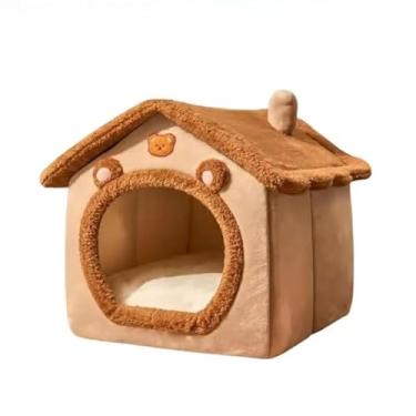 Imagem de Cama Casinha Pet de Pelúcia para Gatos e Cachorros Pequenos Lavável com Fundo Antiderrapante(Média)