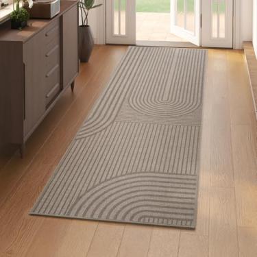 Imagem de QiCaiJia Tapete de porta frontal 61 cm x 188 cm, absorvente e lamacento, resistente à sujeira, lavável, antiderrapante, discreto, tapete de entrada, tapetes de porta, marrom