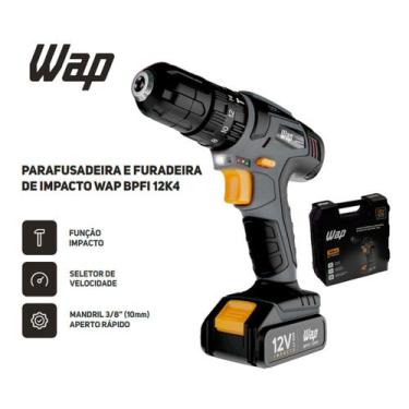 Imagem de Parafusadeira Furadeira sem Fio Impacto WAP 12K4 Kit Maleta -, Bivolt 