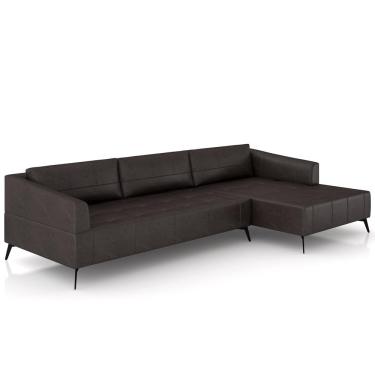 Imagem de Sofá 3 Lugares com Chaise Para Sala Living 292cm Tolstoi P08 Couro Vinho - Lyam Decor