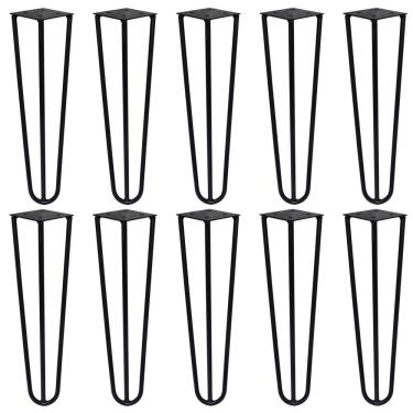 Imagem de Kit 10 Pés de Metal 30 CM Hairpin Legs Mesa de Canto Rack e Puffs Preto G41