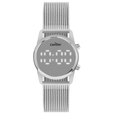Imagem de Relógio Condor Feminino Ref: Comd26aaf/4k Led Espelhado Mesh Prateado