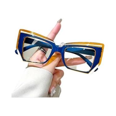 Imagem de Óculos De Leitura Vintage Oversized Com Armação Geométrica, Lentes Tra