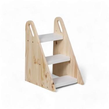 Imagem de Escada Madeira 3degraus Infantil Montessori Alça Decorativa