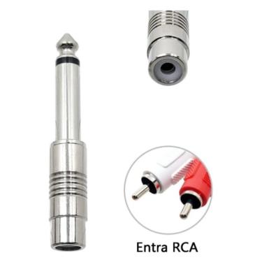 Imagem de Plug Adaptador De Audio P10 Macho Mono Para Rca Femea