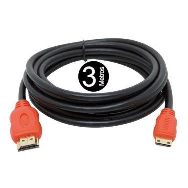 Imagem de Cabo Mini Hdmi P Hdmi Flexivel 1080p Câmera Filmadora 3mts